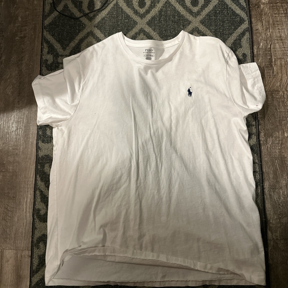 Polo by Ralph Lauren Men's White Tee with Blue Logo